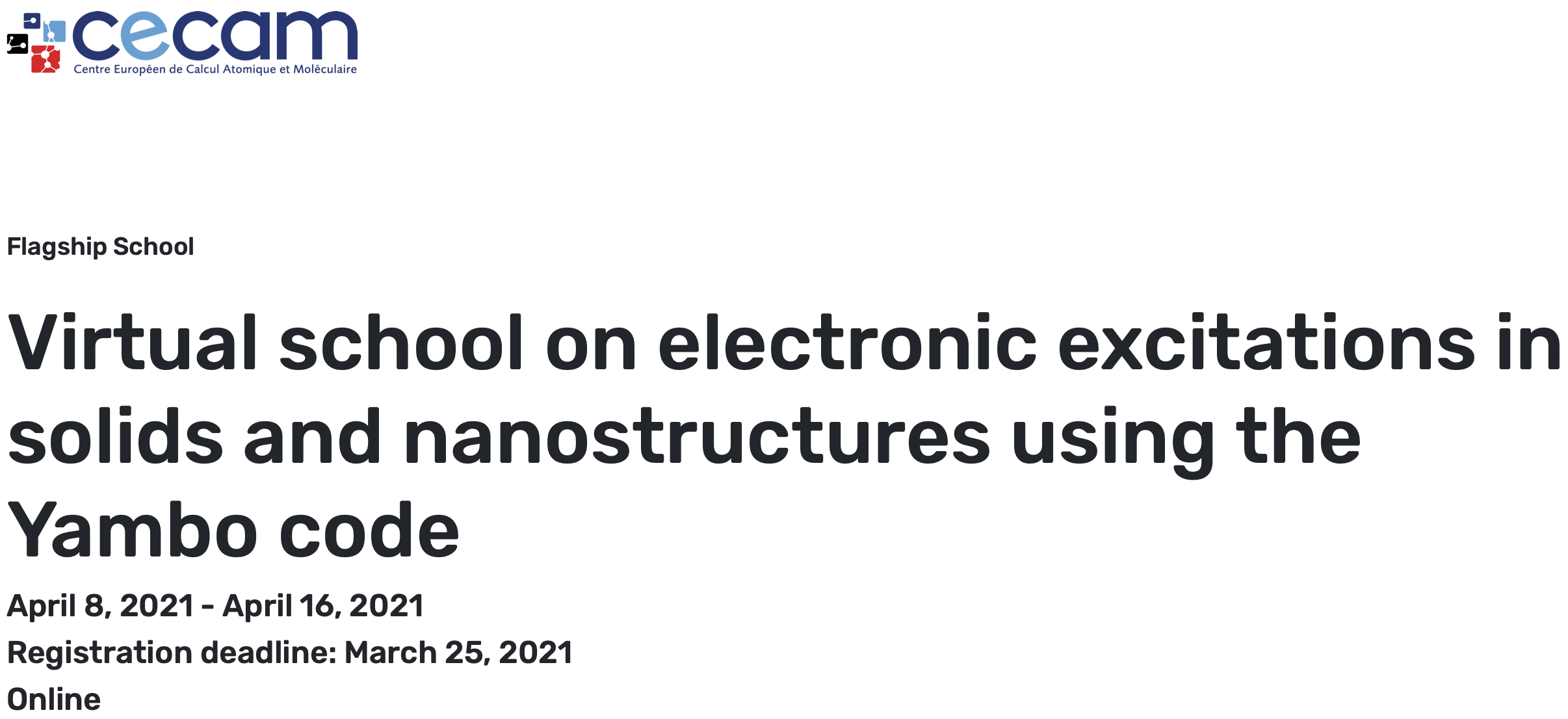 Virtual school on electronic excitations in solids and nanostructures using the Yambo code